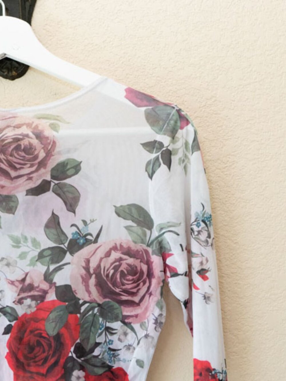 Topia Sheer Floral Mesh Bodysuit M Long Sleeve Layering Top Y2K Fairy Grunge - Picture 10 of 13